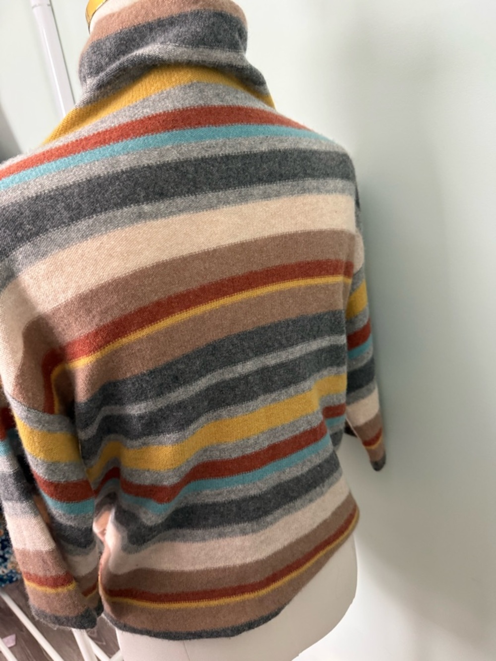 Cullen 100% Cashmere Multicolor Striped Turtleneck Sweater‎ Luxury Knit Small S - Picture 5 of 7